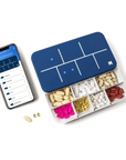 Monthly Pill Organizer by Ellie | Organize Pills in Seconds | Alarm & Phone Notification | Caregiver Notifications | Lights Indicate Which Pills to Take and How Many